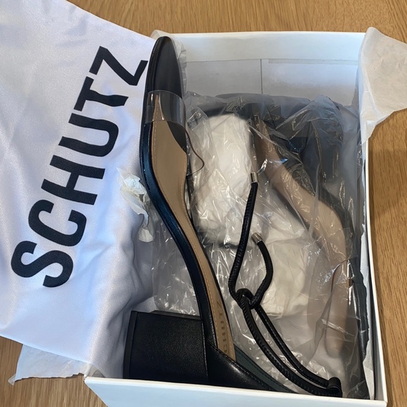 New in Box - Schutz Jessie Mid‎ Block Black Sandals - Women's Size 10 - Picture 5 of 7